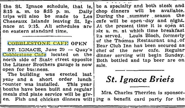 Cobblestone Cafe - June 1933 Article (newer photo)